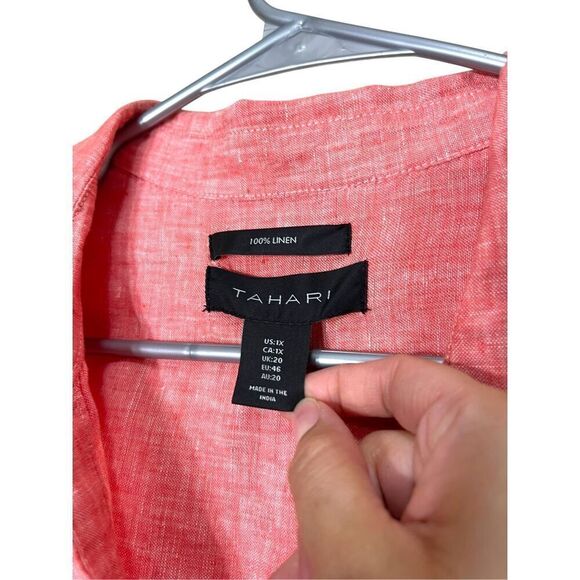 Tahari Womens Linen Tunic Side Button 3/4 Sleeve Popover Shirt Plus Size 1X - Picture 5 of 6